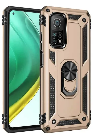 Newface Xiaomi Mi 10T Pro Kılıf Sofya Yüzüklü Silikon Kapak - Gold resmi