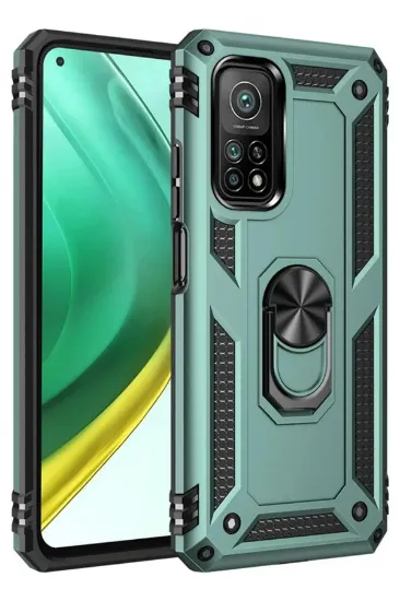 Newface Xiaomi Mi 10T Pro Kılıf Sofya Yüzüklü Silikon Kapak - Yeşil resmi