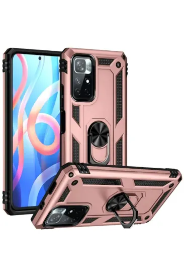 Newface Xiaomi Redmi Note 11T Kılıf Sofya Yüzüklü Silikon Kapak - Rose resmi
