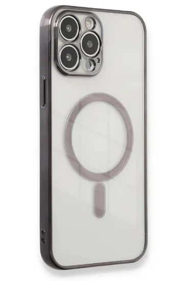 Newface iPhone 13 Pro Max Kılıf Magneticsafe Lazer Silikon - Siyah resmi