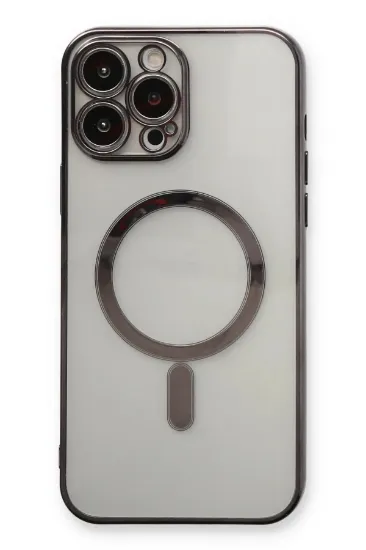 Newface iPhone 13 Pro Max Kılıf Magneticsafe Lazer Silikon - Siyah resmi