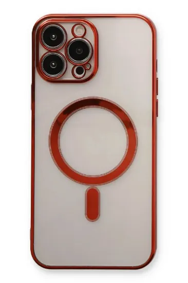 Newface iPhone 13 Pro Max Kılıf Magneticsafe Lazer Silikon - Kırmızı resmi