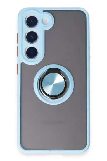 Newface Samsung Galaxy S23 Kılıf Montreal Yüzüklü Silikon Kapak - Buz Mavi resmi