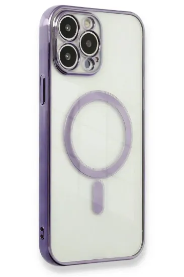 Newface iPhone 13 Pro Max Kılıf Magneticsafe Lazer Silikon - Mor resmi