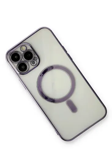 Newface iPhone 13 Pro Max Kılıf Magneticsafe Lazer Silikon - Mor resmi