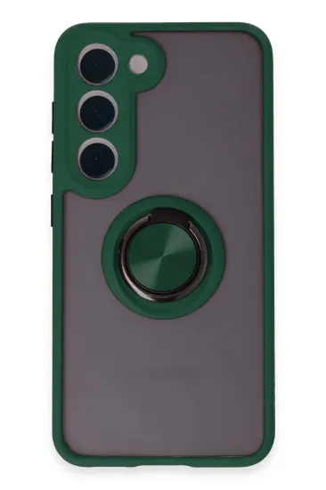 Newface Samsung Galaxy S23 Kılıf Montreal Yüzüklü Silikon Kapak - Yeşil resmi