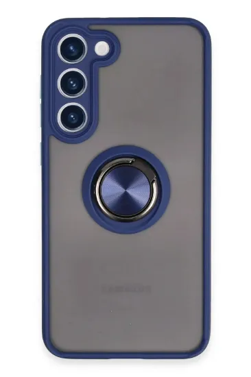 Newface Samsung Galaxy S23 Plus Kılıf Montreal Yüzüklü Silikon Kapak - Lacivert resmi
