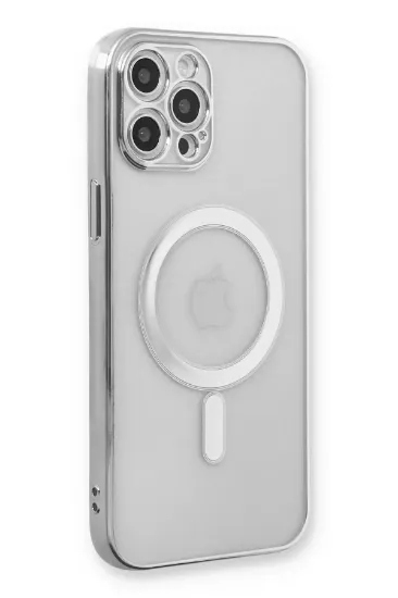 Newface iPhone 12 Pro Kılıf Magneticsafe Lazer Silikon - Gümüş resmi