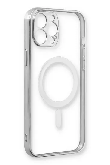 Newface iPhone 12 Pro Kılıf Magneticsafe Lazer Silikon - Gümüş resmi