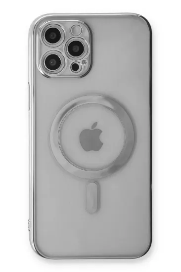 Newface iPhone 12 Pro Kılıf Magneticsafe Lazer Silikon - Gümüş resmi