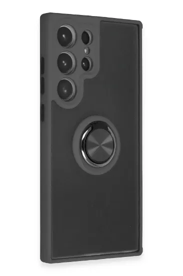 Newface Samsung Galaxy S23 Ultra Kılıf Montreal Yüzüklü Silikon Kapak - Siyah resmi
