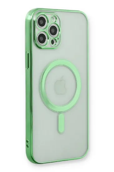 Newface iPhone 12 Pro Kılıf Magneticsafe Lazer Silikon - Haki Yeşil resmi