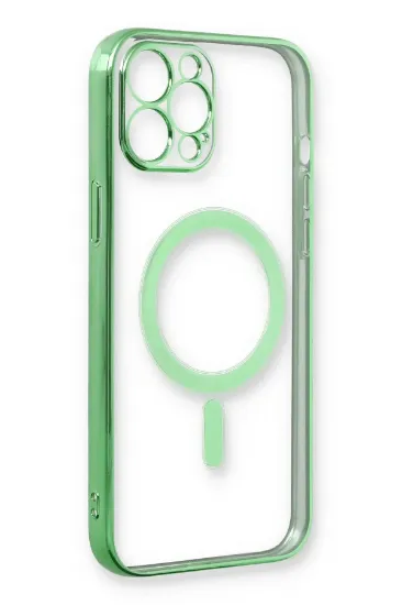 Newface iPhone 12 Pro Kılıf Magneticsafe Lazer Silikon - Haki Yeşil resmi