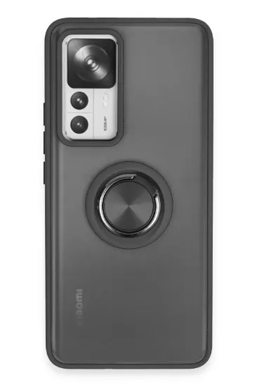 Newface Xiaomi Mi 12T Pro Kılıf Montreal Yüzüklü Silikon Kapak - Siyah resmi