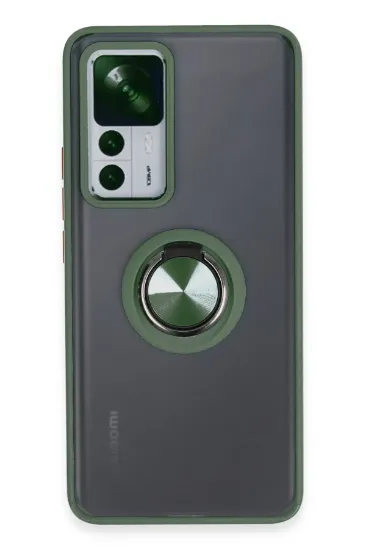 Newface Xiaomi Mi 12T Pro Kılıf Montreal Yüzüklü Silikon Kapak - Yeşil resmi
