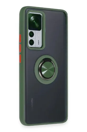 Newface Xiaomi Mi 12T Pro Kılıf Montreal Yüzüklü Silikon Kapak - Yeşil resmi