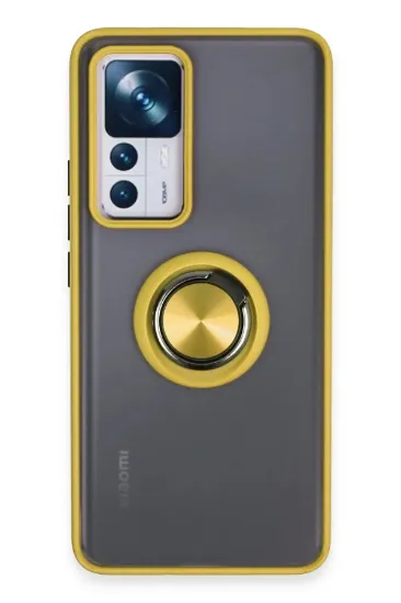 Newface Xiaomi Mi 12T Pro Kılıf Montreal Yüzüklü Silikon Kapak - Sarı resmi