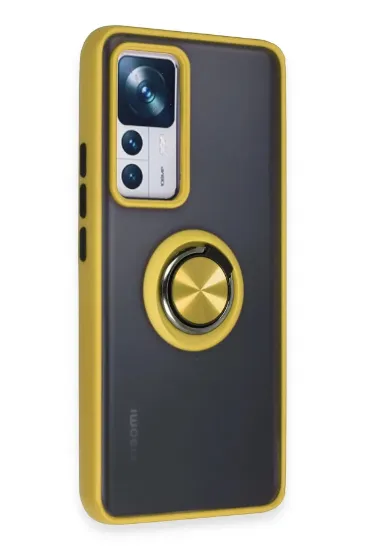 Newface Xiaomi Mi 12T Pro Kılıf Montreal Yüzüklü Silikon Kapak - Sarı resmi