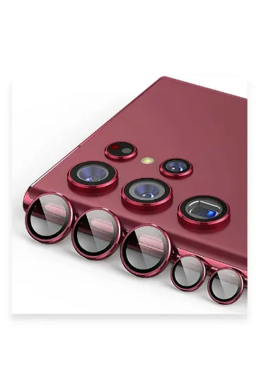 Newface Samsung Galaxy S23 Ultra Valdez Metal Kamera Lens - Kırmızı resmi