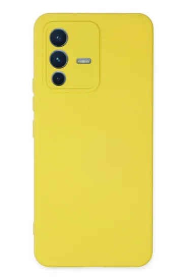 Newface Vivo V23 5G Kılıf Nano içi Kadife Silikon - Sarı resmi