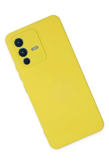 Newface Vivo V23 5G Kılıf Nano içi Kadife Silikon - Sarı resmi