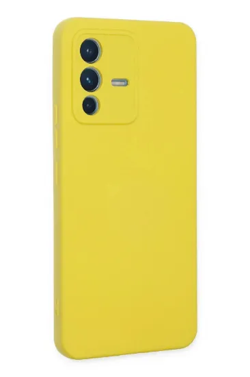 Newface Vivo V23 5G Kılıf Nano içi Kadife Silikon - Sarı resmi