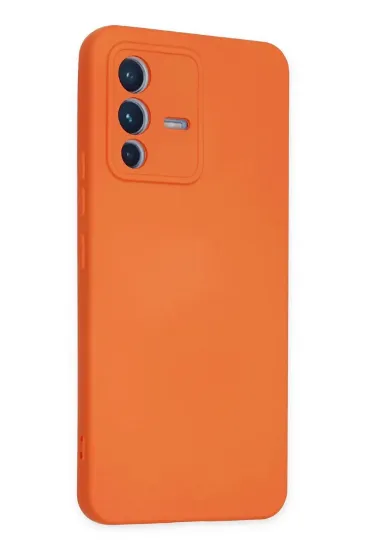 Newface Vivo V23 5G Kılıf Nano içi Kadife Silikon - Turuncu resmi