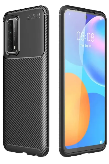 Newface Huawei P Smart 2021 Kılıf Auto Focus Karbon Kapak - Siyah resmi
