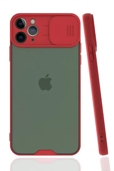 Newface iPhone 11 Pro Max Kılıf Platin Kamera Koruma Silikon - Kırmızı resmi