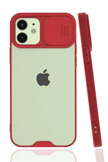 Newface iPhone 12 Kılıf Platin Kamera Koruma Silikon - Kırmızı resmi