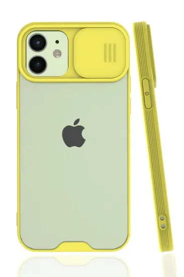 Newface iPhone 12 Kılıf Platin Kamera Koruma Silikon - Sarı resmi