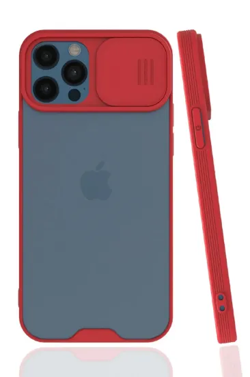 Newface iPhone 12 Pro Max Kılıf Platin Kamera Koruma Silikon - Kırmızı resmi