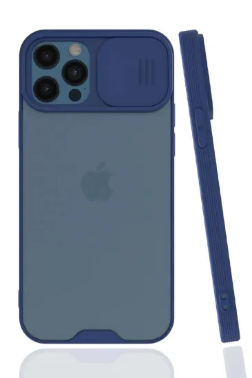 Newface iPhone 12 Pro Max Kılıf Platin Kamera Koruma Silikon - Lacivert resmi