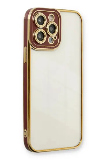 Newface iPhone 13 Pro Kılıf Liva Lens Silikon - Bordo resmi