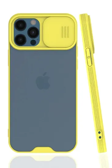 Newface iPhone 12 Pro Max Kılıf Platin Kamera Koruma Silikon - Sarı resmi