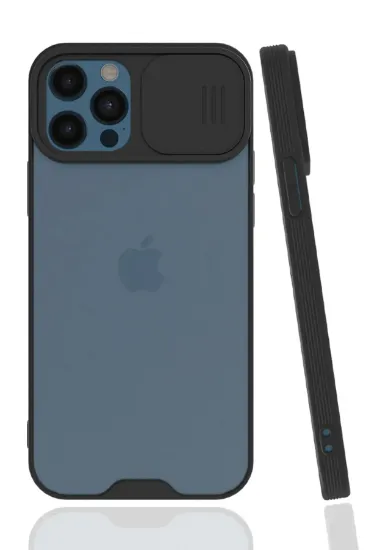 Newface iPhone 12 Pro Max Kılıf Platin Kamera Koruma Silikon - Siyah resmi