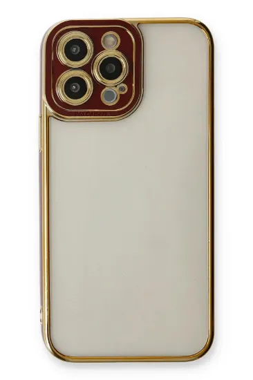 Newface iPhone 13 Pro Kılıf Liva Lens Silikon - Bordo resmi