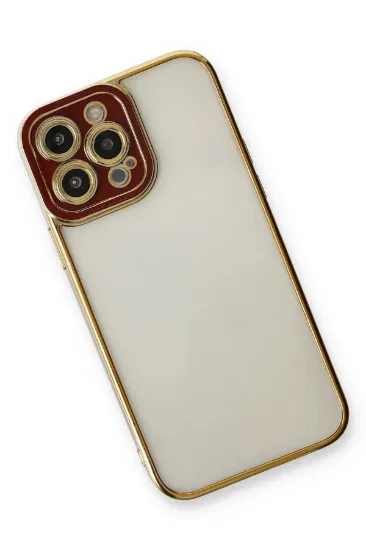 Newface iPhone 13 Pro Kılıf Liva Lens Silikon - Bordo resmi