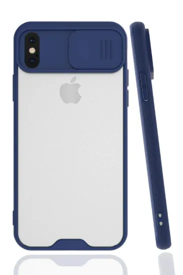Newface iPhone X Kılıf Platin Kamera Koruma Silikon - Lacivert resmi