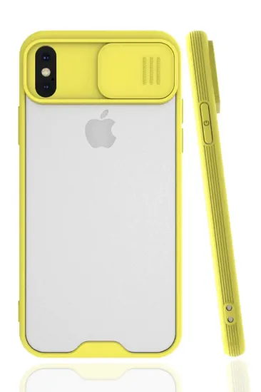 Newface iPhone X Kılıf Platin Kamera Koruma Silikon - Sarı resmi