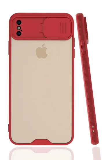 Newface iPhone XS Max Kılıf Platin Kamera Koruma Silikon - Kırmızı resmi