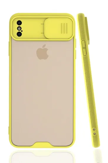 Newface iPhone XS Max Kılıf Platin Kamera Koruma Silikon - Sarı resmi