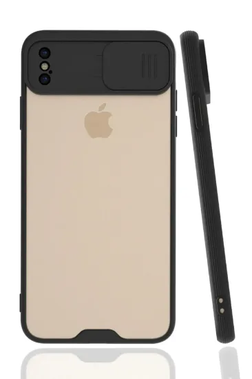 Newface iPhone XS Max Kılıf Platin Kamera Koruma Silikon - Siyah resmi