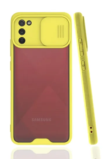 Newface Samsung Galaxy A02S Kılıf Platin Kamera Koruma Silikon - Sarı resmi