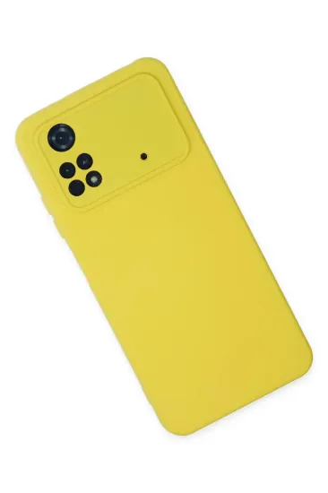 Newface Xiaomi Poco M4 Pro 4G Kılıf Nano içi Kadife Silikon - Sarı resmi