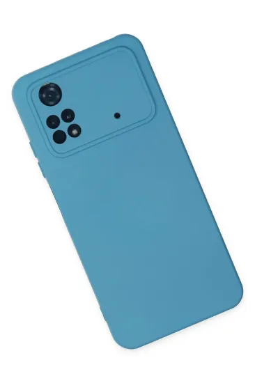 Newface Xiaomi Poco M4 Pro 4G Kılıf Nano içi Kadife Silikon - Mavi resmi