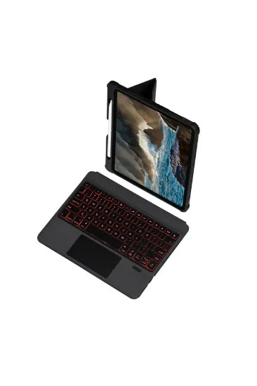 Newface T5208D iPad 2022 10.9 (10.nesil) Kılıf İnter Ledli Klavyeli Tablet Kılıfı - Siyah resmi