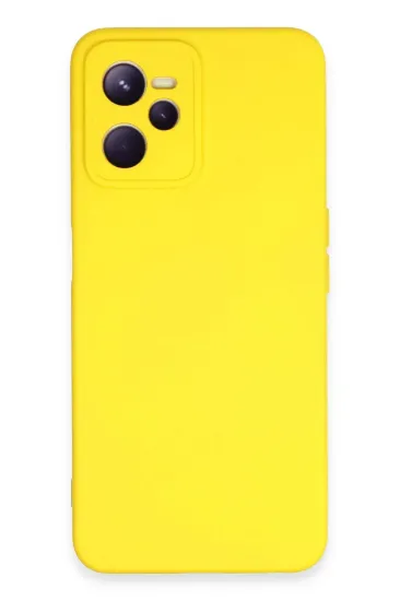 Newface Realme C35 Kılıf Nano içi Kadife Silikon - Sarı resmi