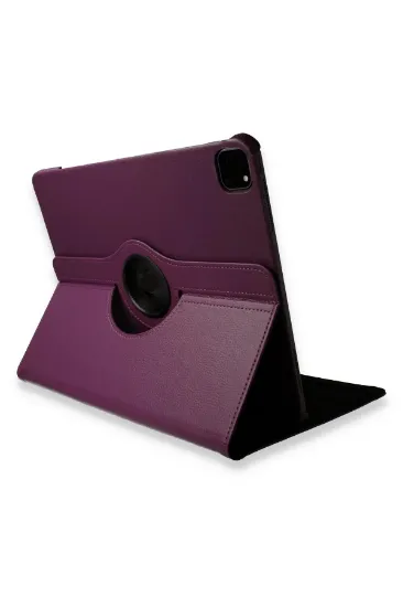 Newface iPad Pro 12.9 (2021) Kılıf 360 Tablet Deri Kılıf - Mürdüm resmi