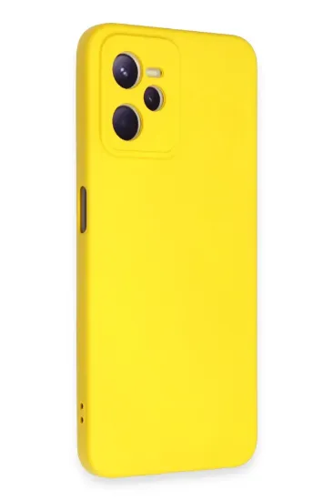 Newface Realme C35 Kılıf Nano içi Kadife Silikon - Sarı resmi